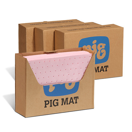 MAT3510 PIG 유해화학물질 케미컬 흡착제 패드 매트 4박스(1박스25매) newpig, 케미컬흡착제